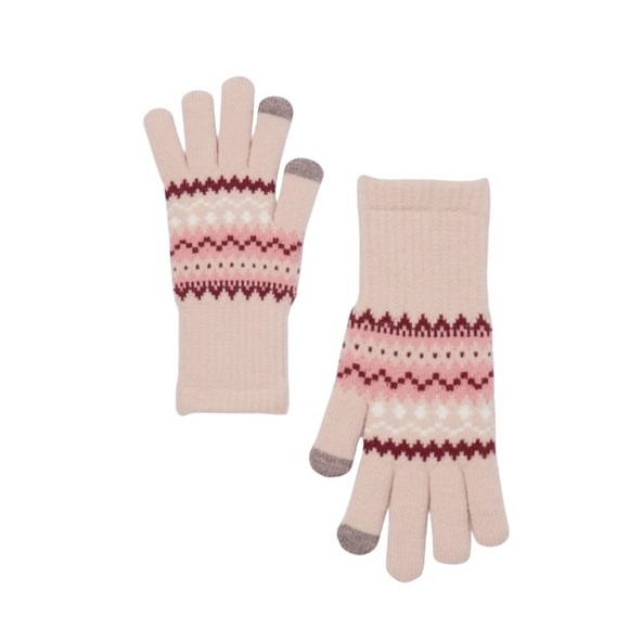 Time And Tru Fair Isle Cherry Blossom Knit Gloves - Picture 2 of 7